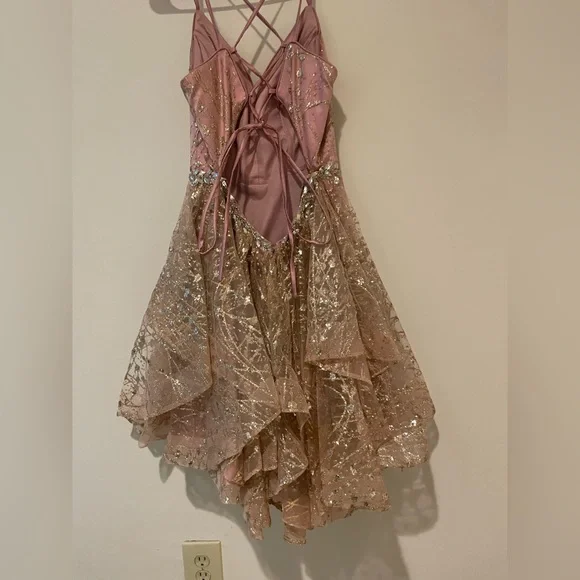 Short Beautiful Rose Gold Dress - Picture 4 of 6